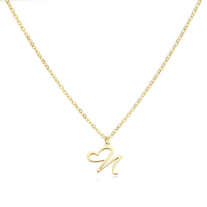 Dainty Monogram Heart Pendant Necklace