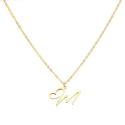 Dainty Monogram Heart Pendant Necklace