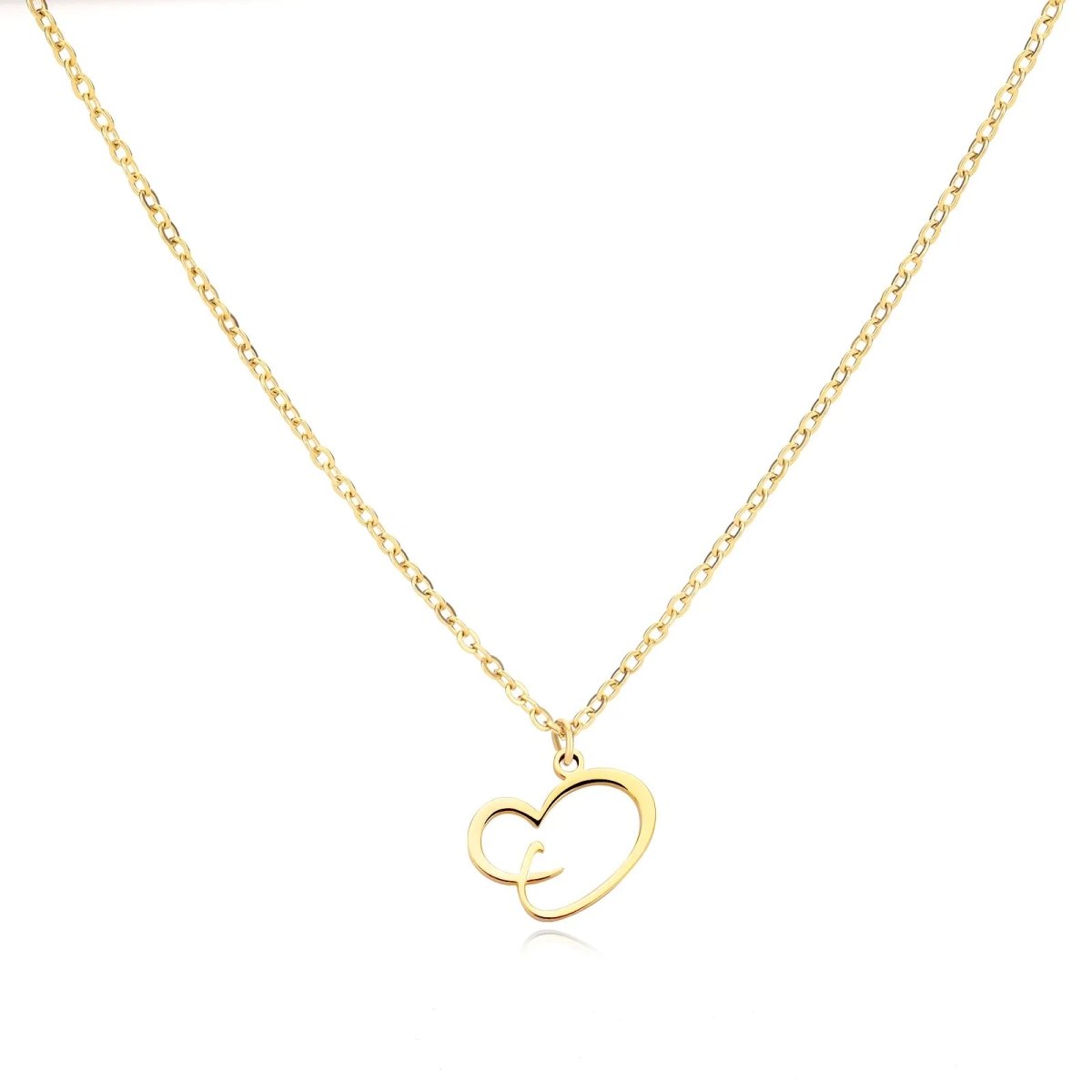 Dainty Monogram Heart Pendant Necklace