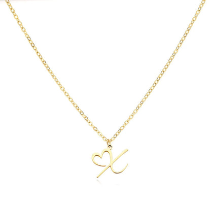 Dainty Monogram Heart Pendant Necklace
