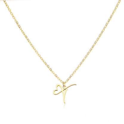 Dainty Monogram Heart Pendant Necklace