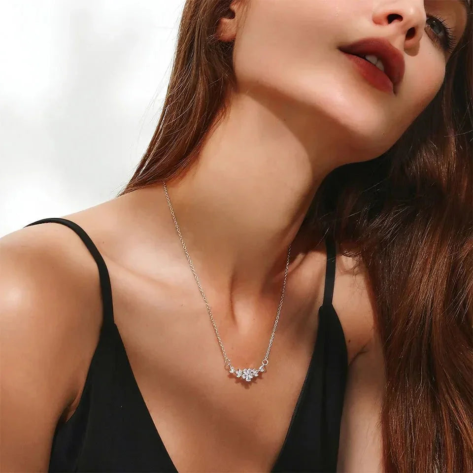 Dainty Floral Diamond Chain Necklace