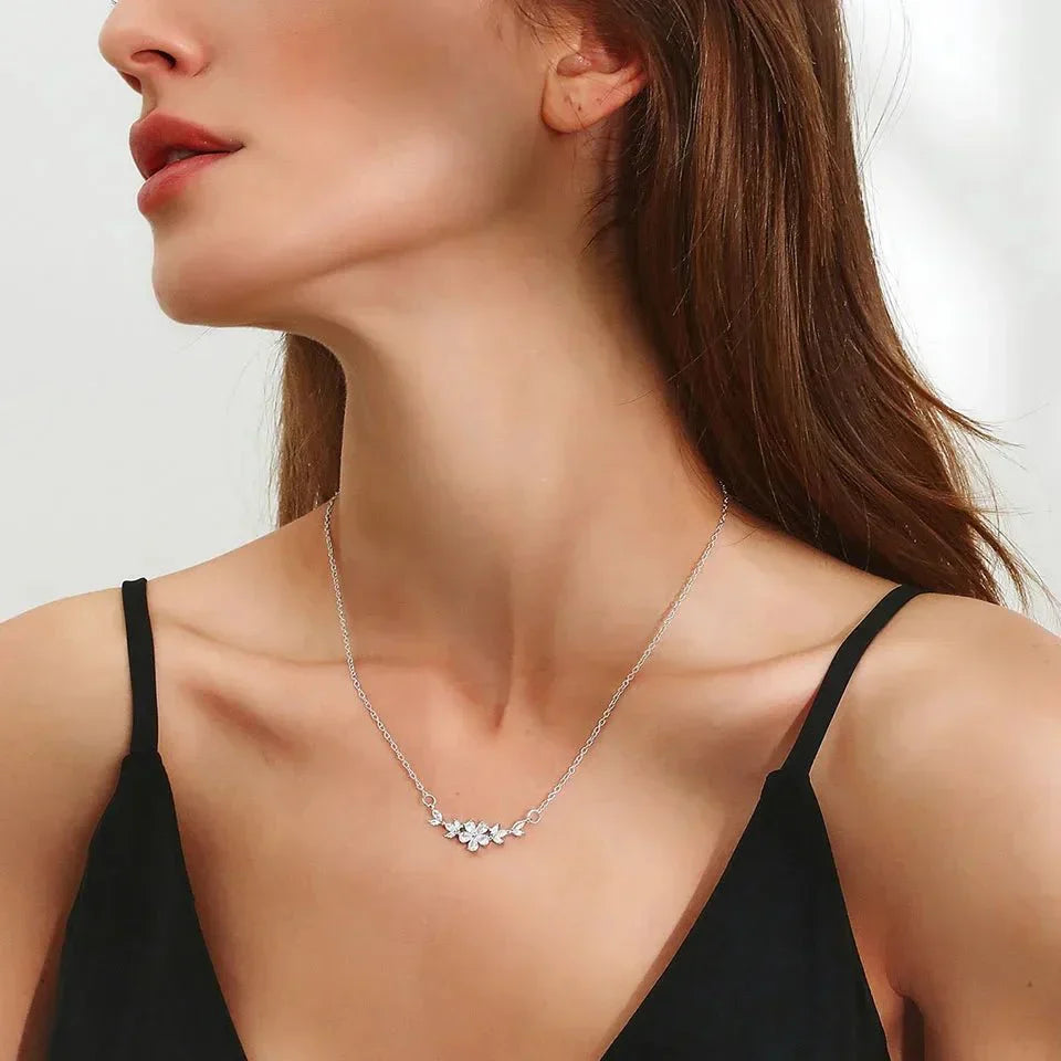 Dainty Floral Diamond Chain Necklace