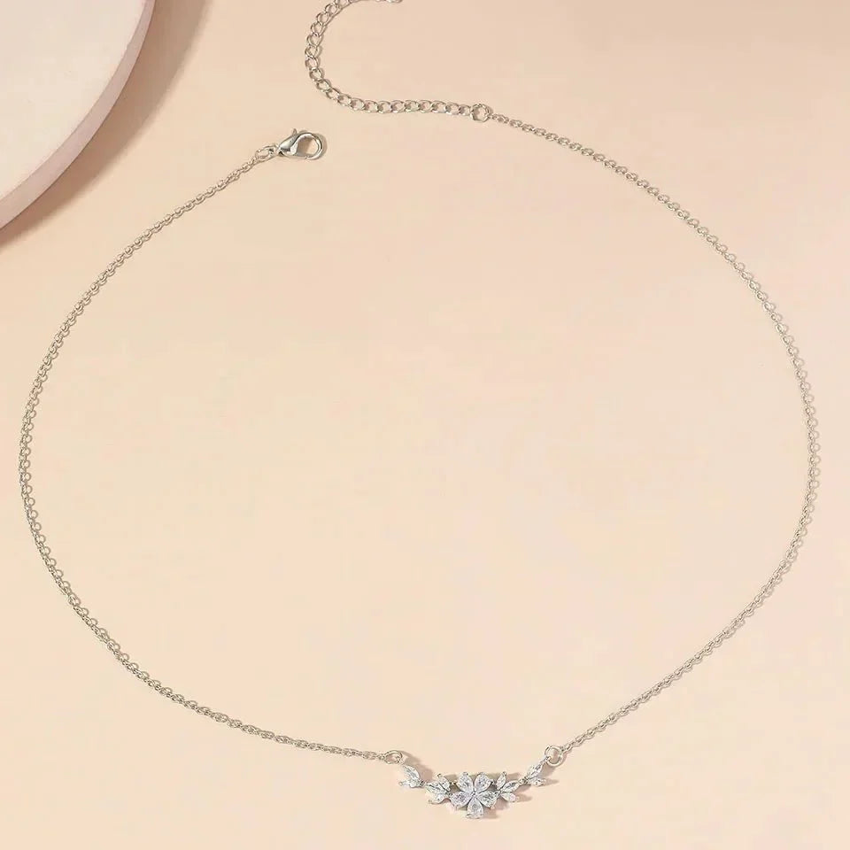 Dainty Floral Diamond Chain Necklace