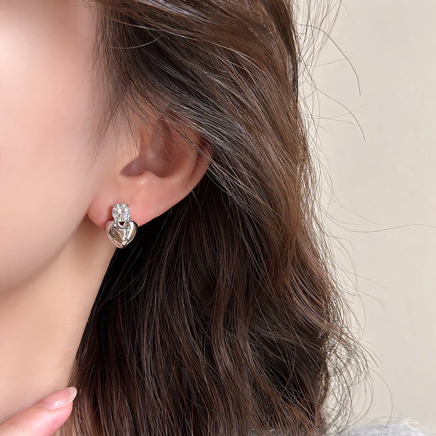 Small Sparkle Heart Stud Earrings