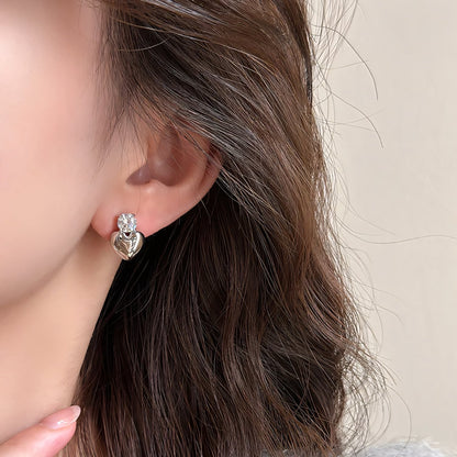 Small Sparkle Heart Stud Earrings