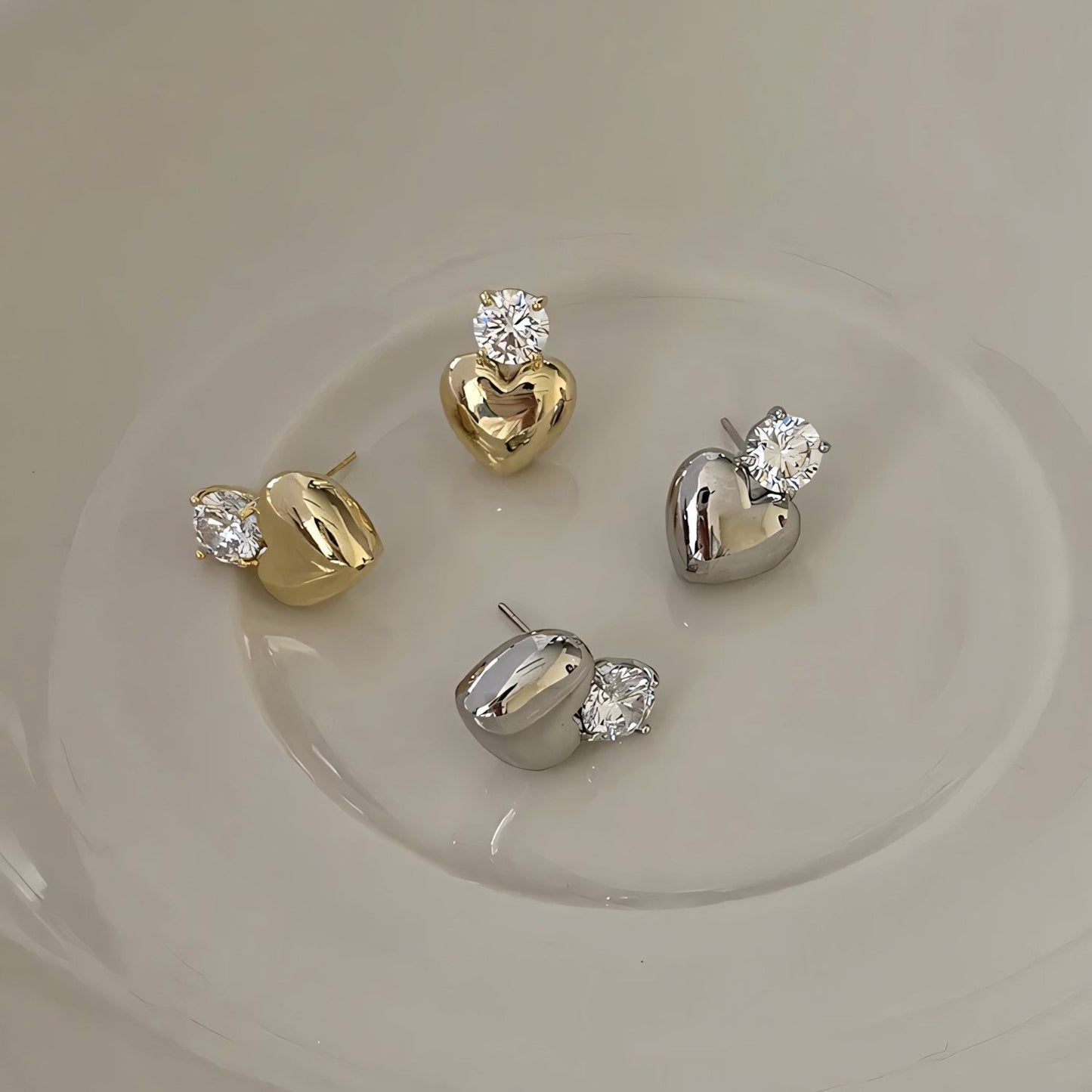 Small Sparkle Heart Stud Earrings