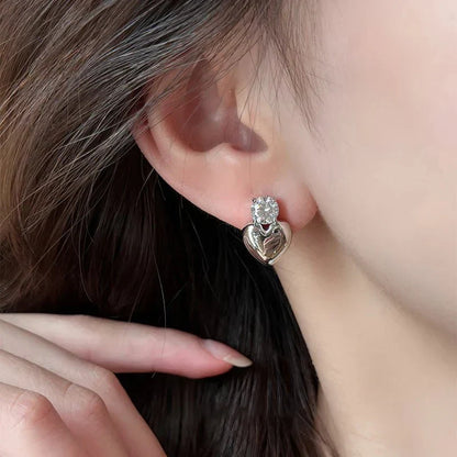 Small Sparkle Heart Stud Earrings