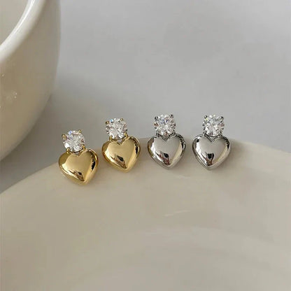 Small Sparkle Heart Stud Earrings