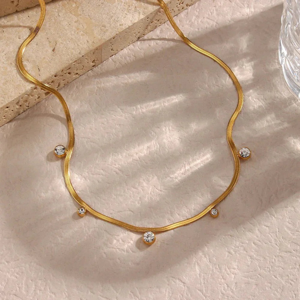 Dainty Silver Chain Bar Choker Necklace