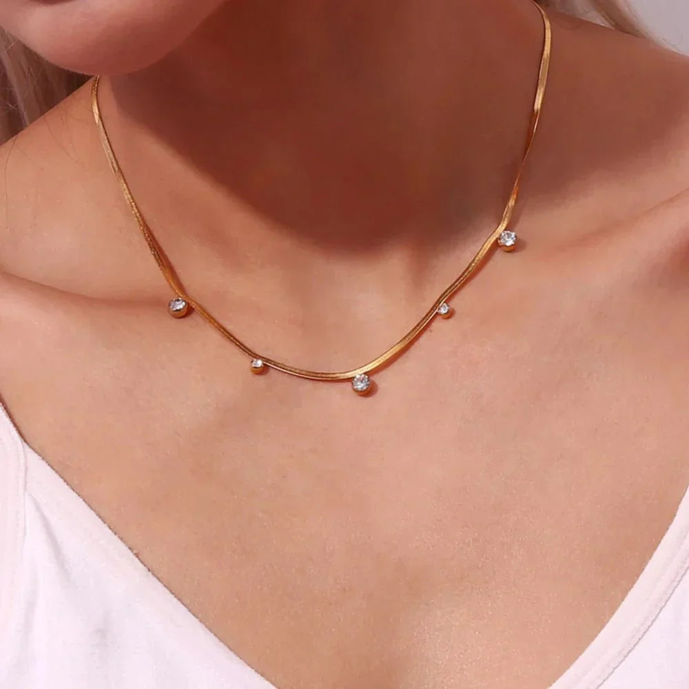 Dainty Silver Chain Bar Choker Necklace