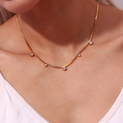 Dainty Silver Chain Bar Choker Necklace