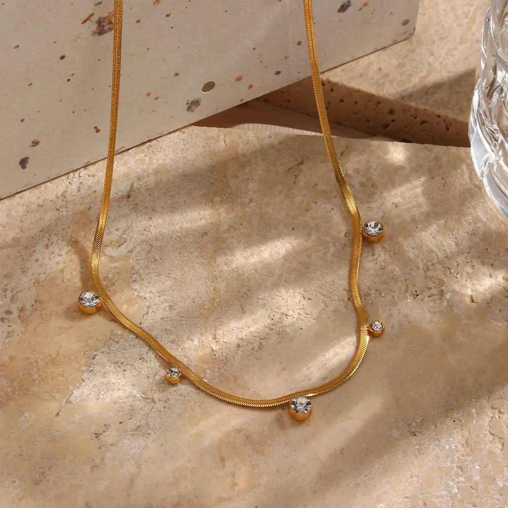 Dainty Silver Chain Bar Choker Necklace