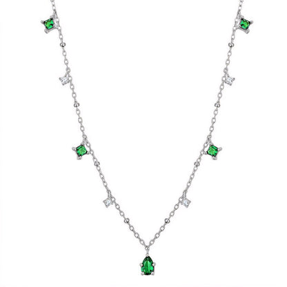 Dainty Emerald Gemstone Chain Necklace