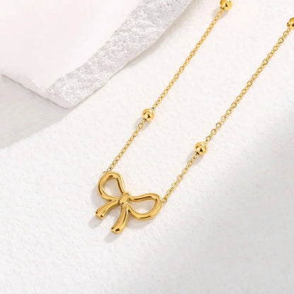 Dainty Ladies Bow Tie Chain Necklace