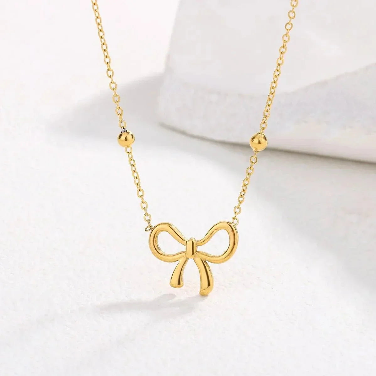 Dainty Ladies Bow Tie Chain Necklace