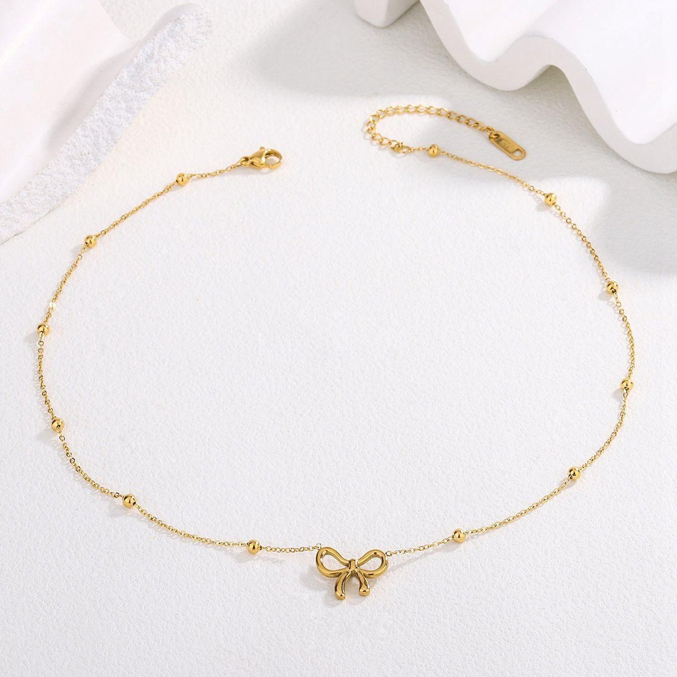 Dainty Ladies Bow Tie Chain Necklace