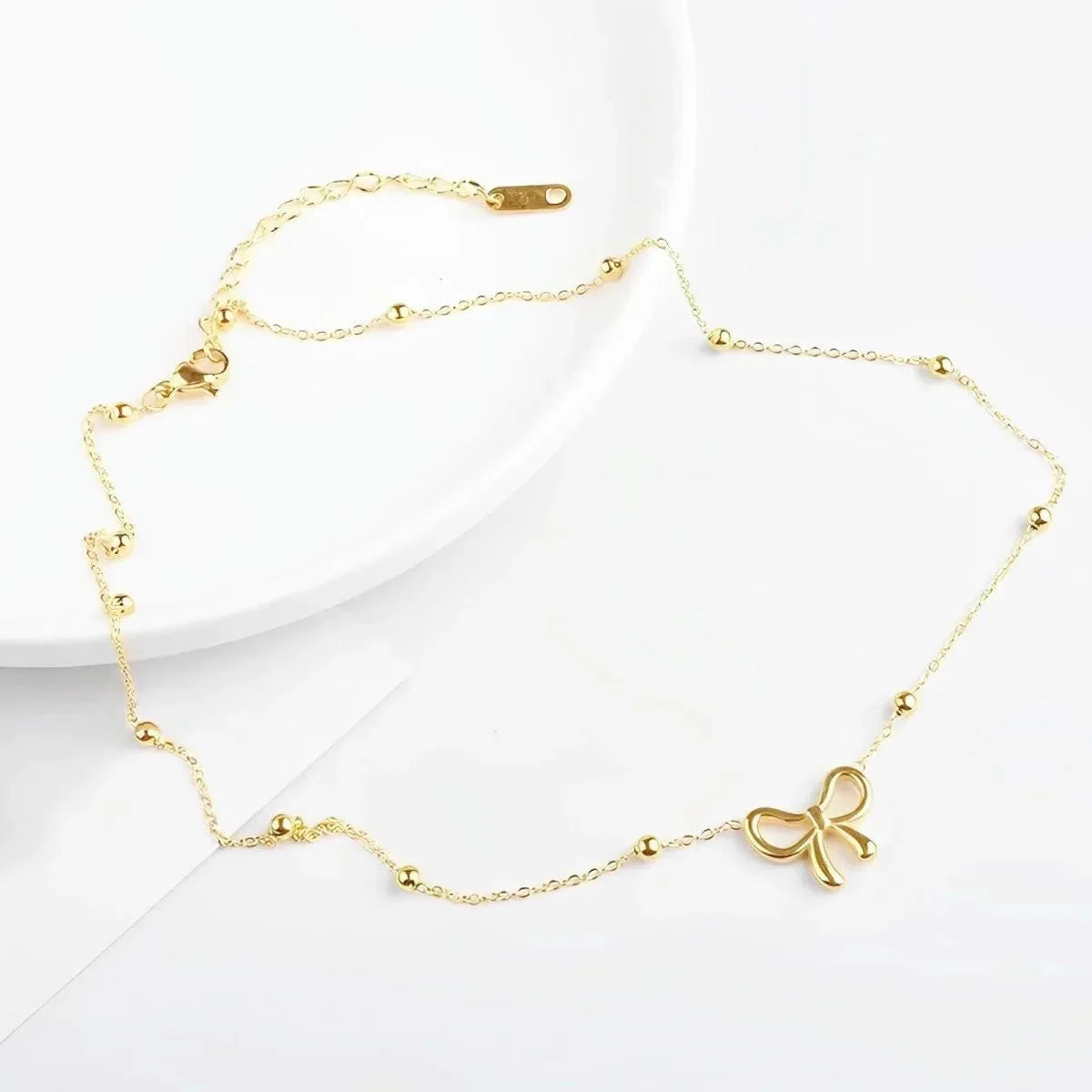 Dainty Ladies Bow Tie Chain Necklace