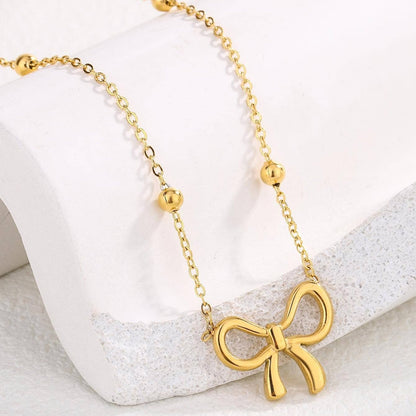 Dainty Ladies Bow Tie Chain Necklace