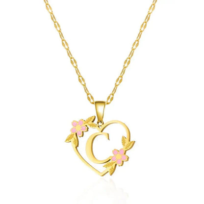 Dainty Floral Initial Pendant Necklace