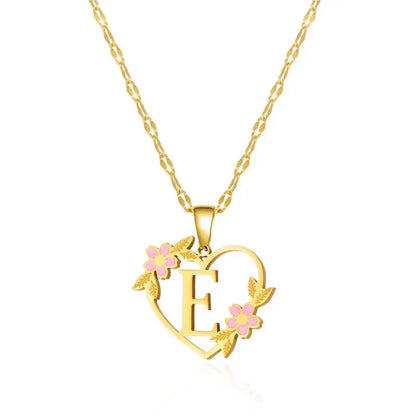 Dainty Floral Initial Pendant Necklace