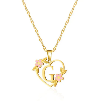 Dainty Floral Initial Pendant Necklace