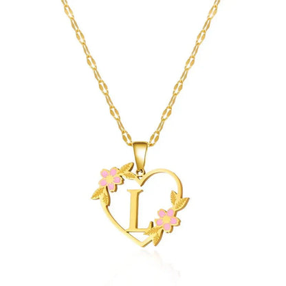 Dainty Floral Initial Pendant Necklace
