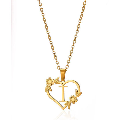 Dainty Flower Monogram Heart Necklace