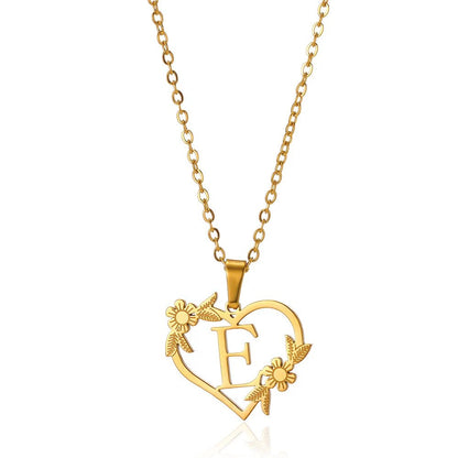 Dainty Flower Monogram Heart Necklace
