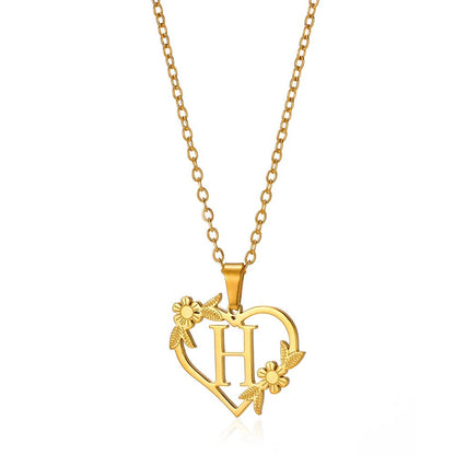 Dainty Flower Monogram Heart Necklace