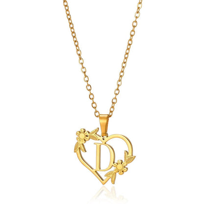 Dainty Flower Monogram Heart Necklace