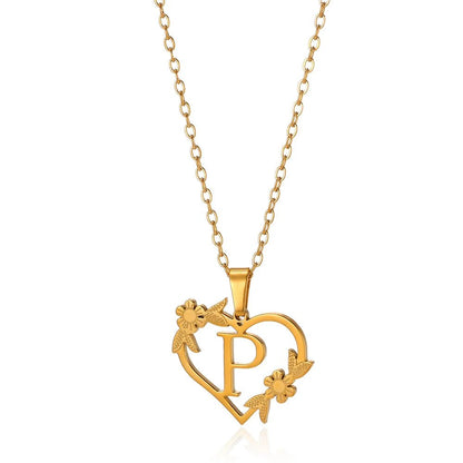 Dainty Flower Monogram Heart Necklace
