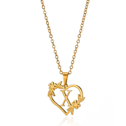 Dainty Flower Monogram Heart Necklace