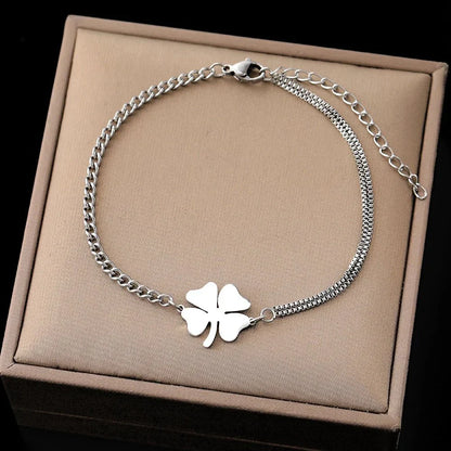 Dainty Four Leaf Clover Chain Link Bracelet