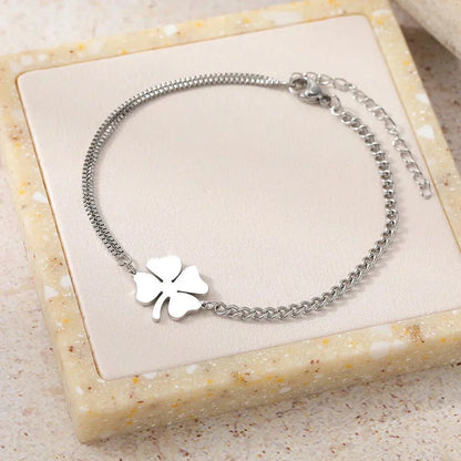 Dainty Four Leaf Clover Chain Link Bracelet
