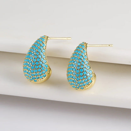 Shiny Drop Diamond Stud Earrings