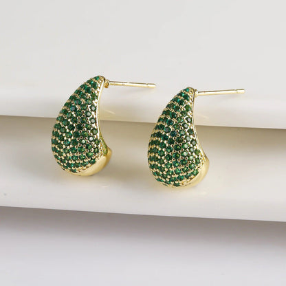 Shiny Drop Diamond Stud Earrings