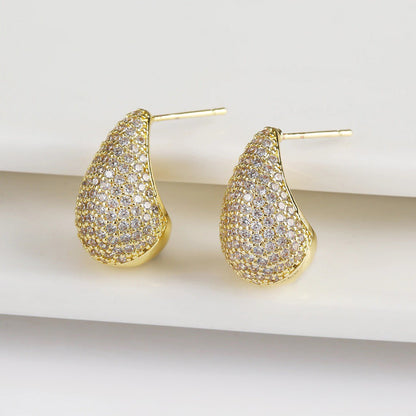 Shiny Drop Diamond Stud Earrings