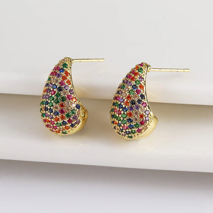 Shiny Drop Diamond Stud Earrings - Luxicro