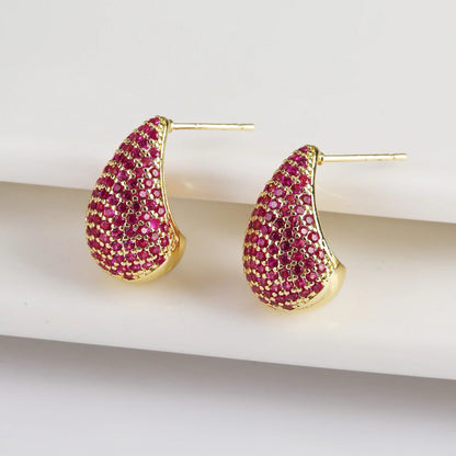 Shiny Drop Diamond Stud Earrings