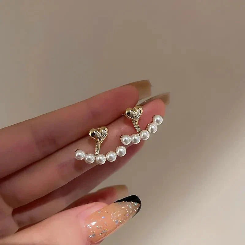 Dainty Love Heart Pearl Drop Earrings