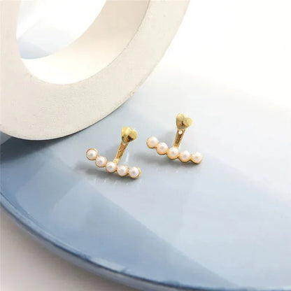 Dainty Love Heart Pearl Drop Earrings