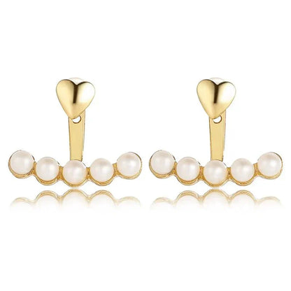 Dainty Love Heart Pearl Drop Earrings