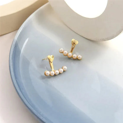 Dainty Love Heart Pearl Drop Earrings