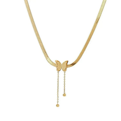 Dainty Link Butterfly Pendant Necklace
