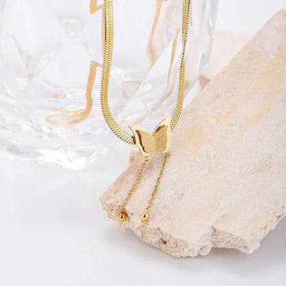 Dainty Link Butterfly Pendant Necklace
