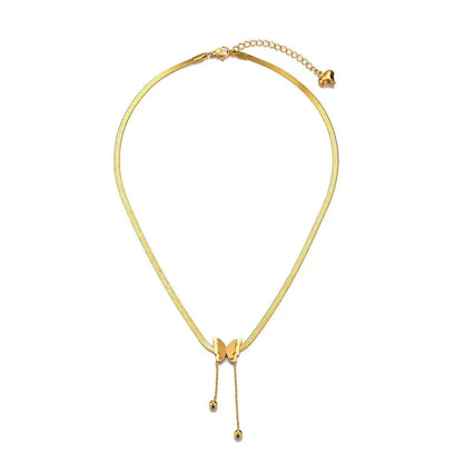 Dainty Link Butterfly Pendant Necklace