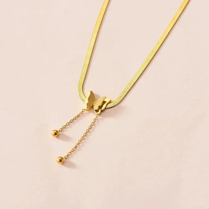Dainty Link Butterfly Pendant Necklace
