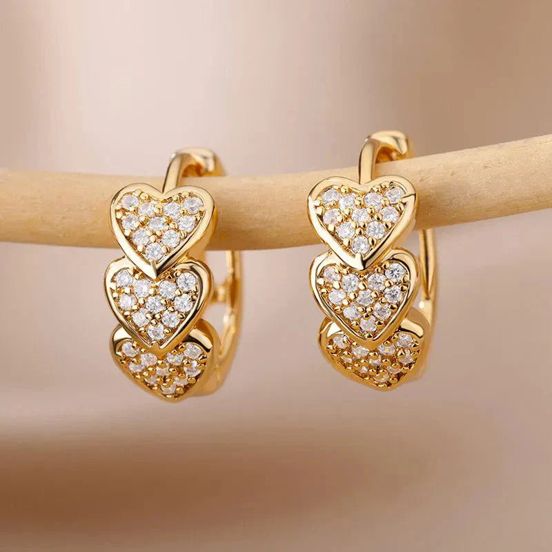 Dainty Sterling Heart Dangle Earrings - Luxicro