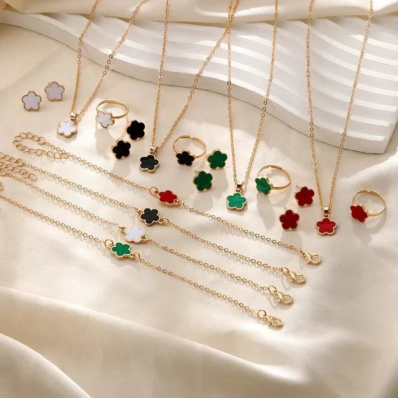 Dainty Blossom 4 Piece Necklace Set